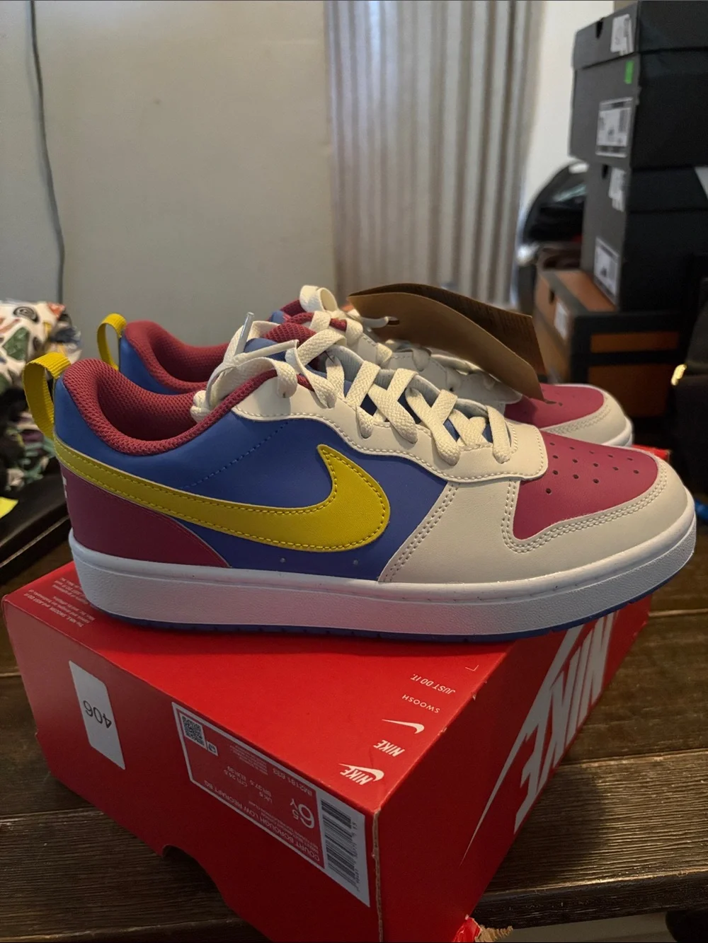 Nike Kids Low-Top Sneakers in Pink, Blue & Yellow